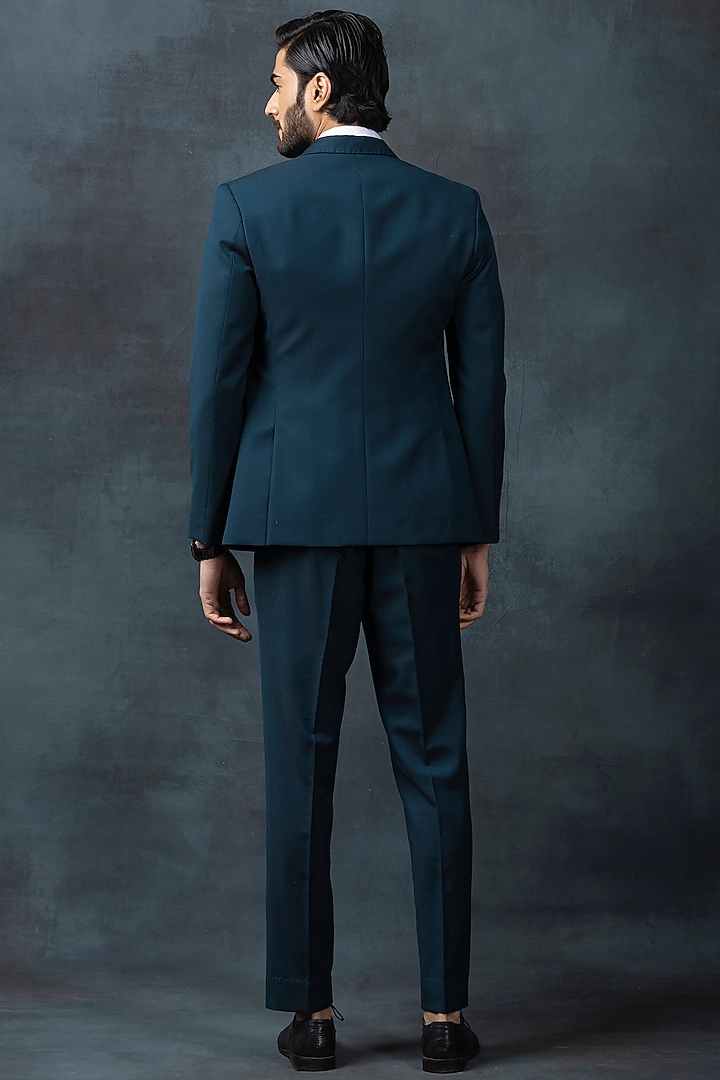 Teal Suiting Fabric Blazer Set by Sarab Khanijou at Pernia's Pop Up Shop