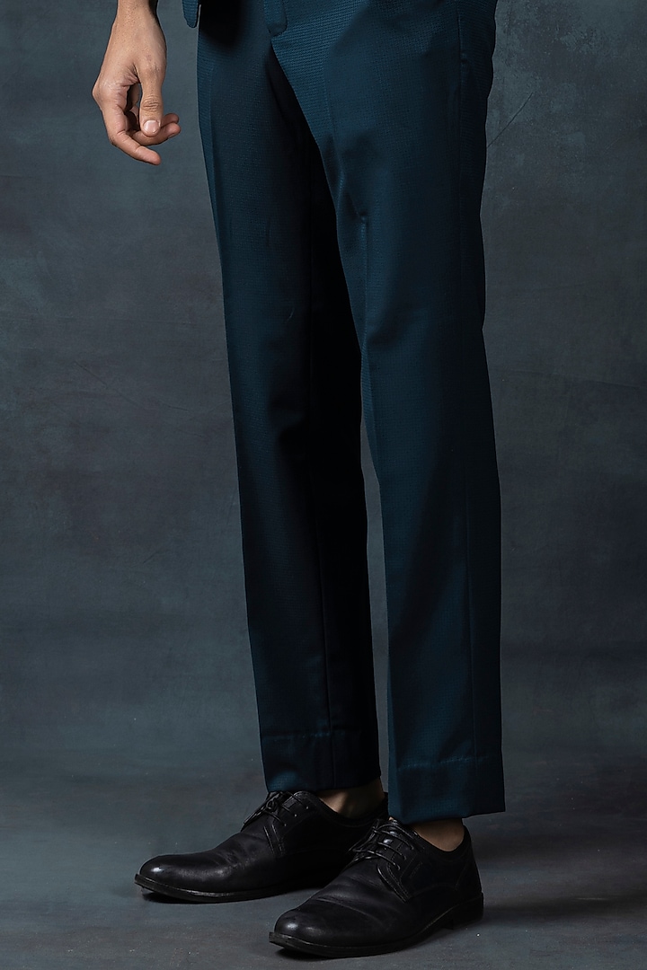 Buy Sarab Khanijou Teal Suiting Fabric Blazer Set at Pernia ...