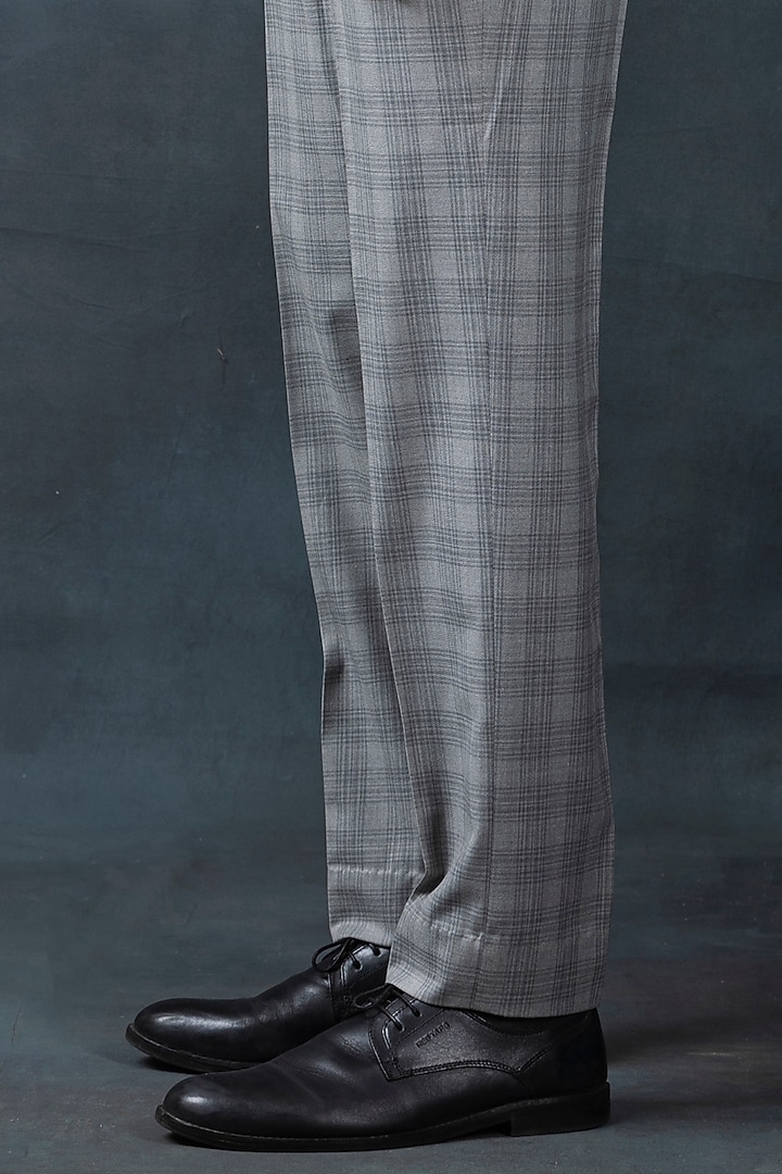 Grey Suiting Fabric Checkered Blazer Set by Sarab Khanijou at Pernia's Pop Up Shop