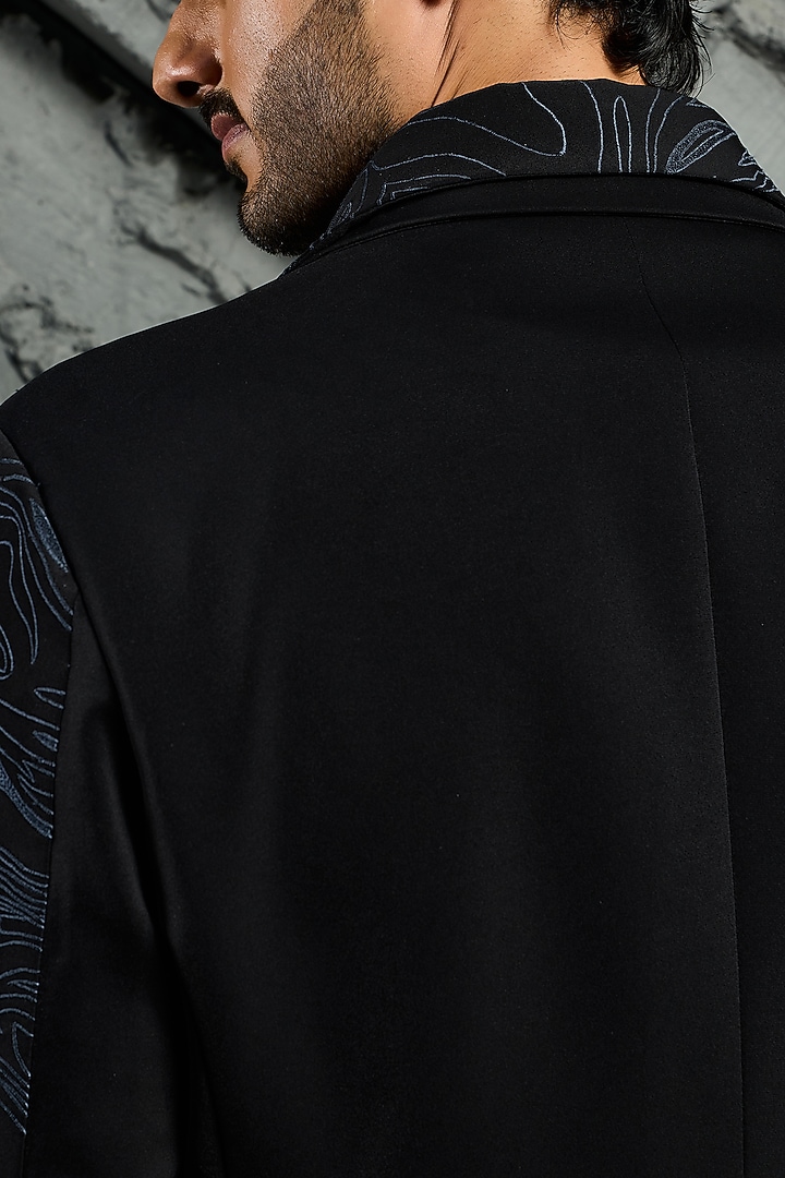 Black Suiting Embroidered Shacket Set by Sarab Khanijou at Pernia's Pop Up Shop