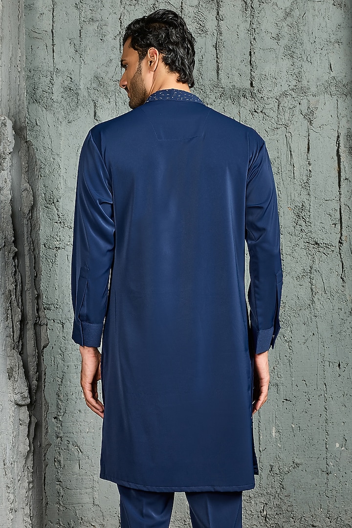 Blue Sandwash Cutdana Embroidered Kurta Set by Sarab Khanijou at Pernia's Pop Up Shop