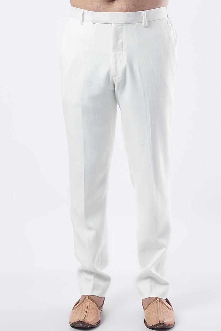 White Moss Crepe Bundi Jacket Set by Sarab Khanijou at Pernia's Pop Up Shop