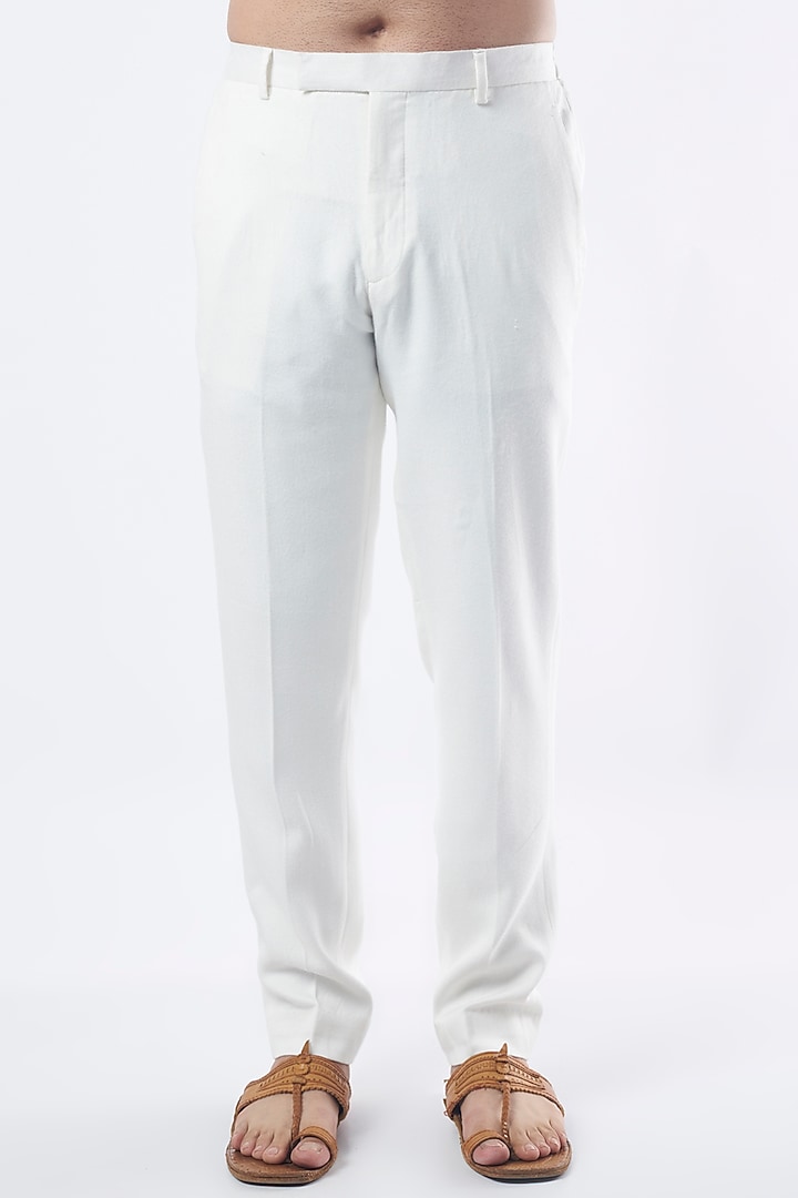 White Ombre Dyed Cotton SIlk Groom Indowestern Set by Sarab Khanijou at Pernia's Pop Up Shop