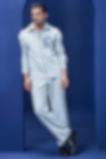 Pista Green Crepe Embroidered Co-Ord Set by Sarab Khanijou at Pernia's Pop Up Shop