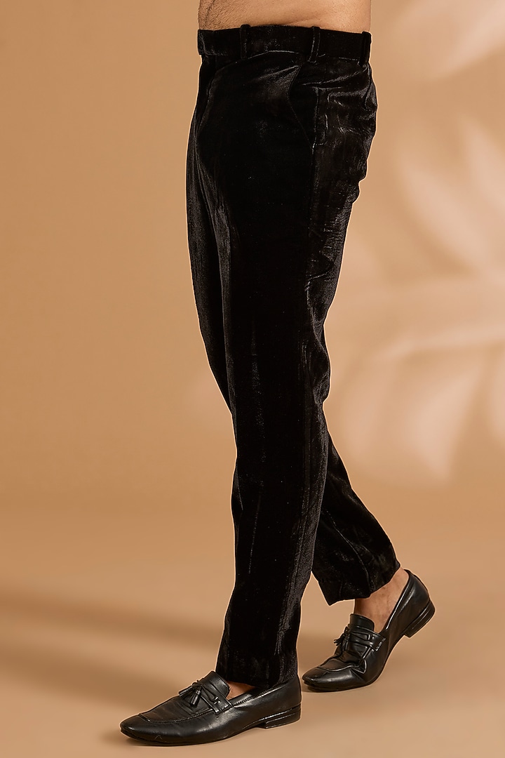 Black Silk Sherwani Set by Sarab Khanijou at Pernia's Pop Up Shop