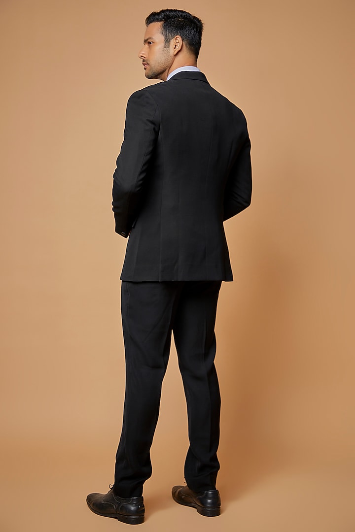 Black Sandwash Tuxedo Set by Sarab Khanijou at Pernia's Pop Up Shop