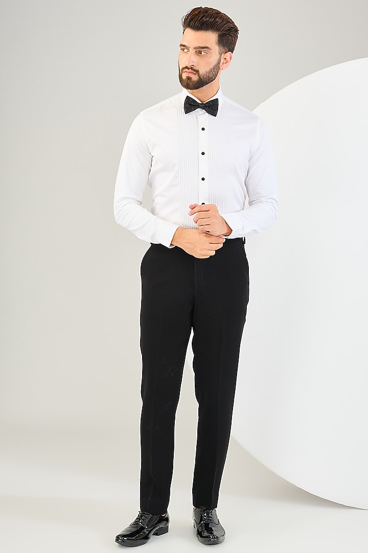 Black Suiting Fabric Bead Work Tuxedo Set by Sarab Khanijou at Pernia's Pop Up Shop