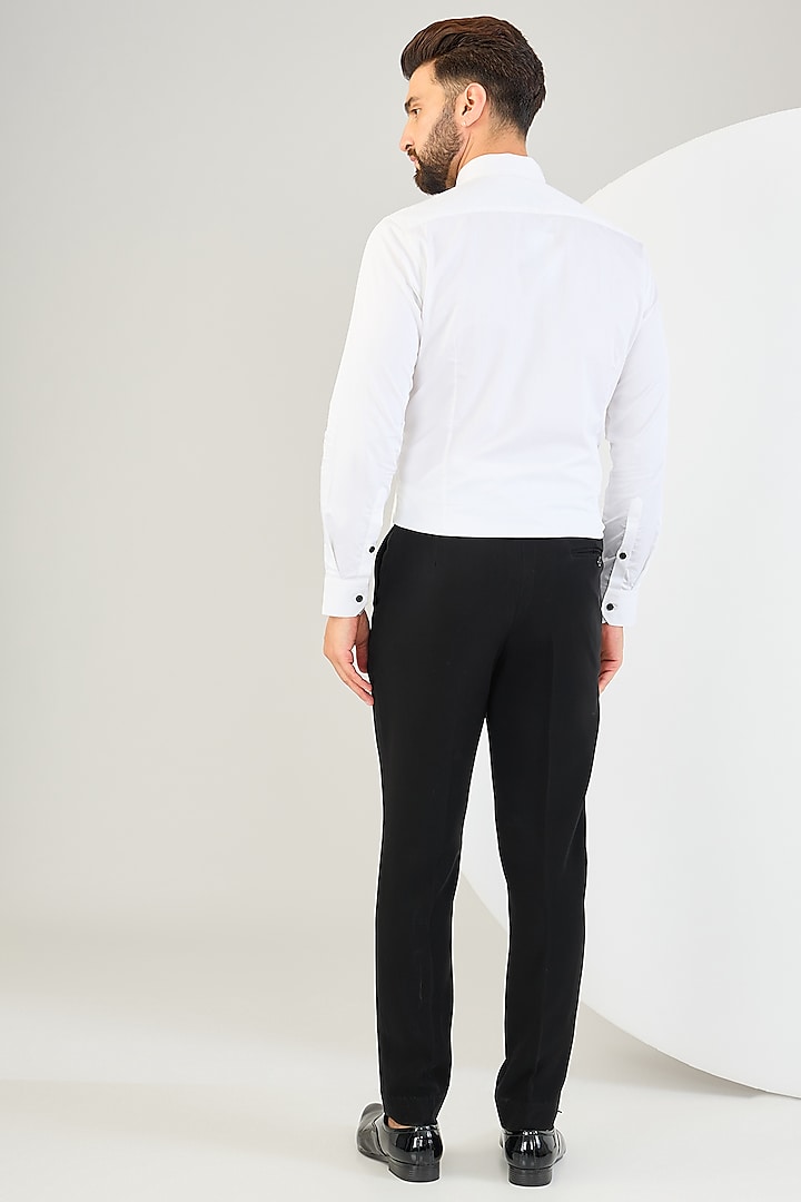 Black Suiting Fabric Bead Work Tuxedo Set by Sarab Khanijou at Pernia's Pop Up Shop
