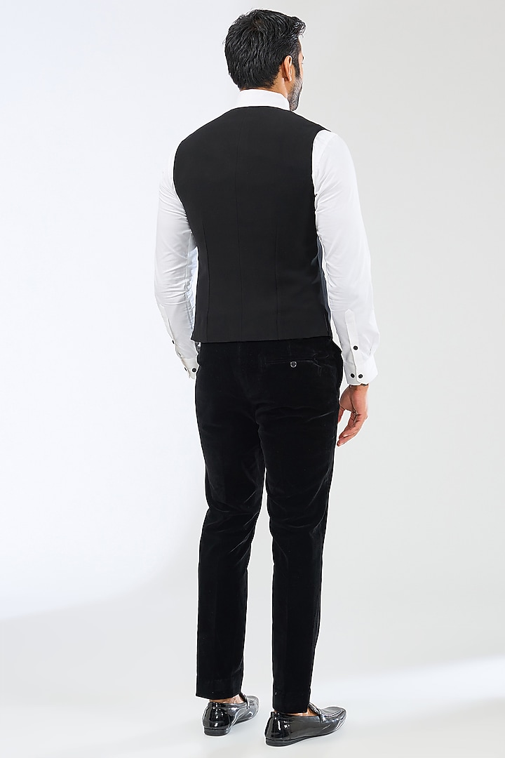 Black Suiting Fabric Beadwork Tuxedo Set by Sarab Khanijou at Pernia's Pop Up Shop
