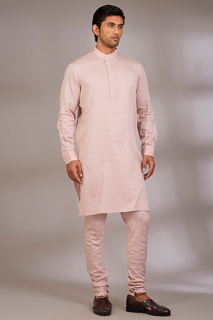 Pink Silk Groom Sherwani Set by Sarab Khanijou at Pernia's Pop Up Shop