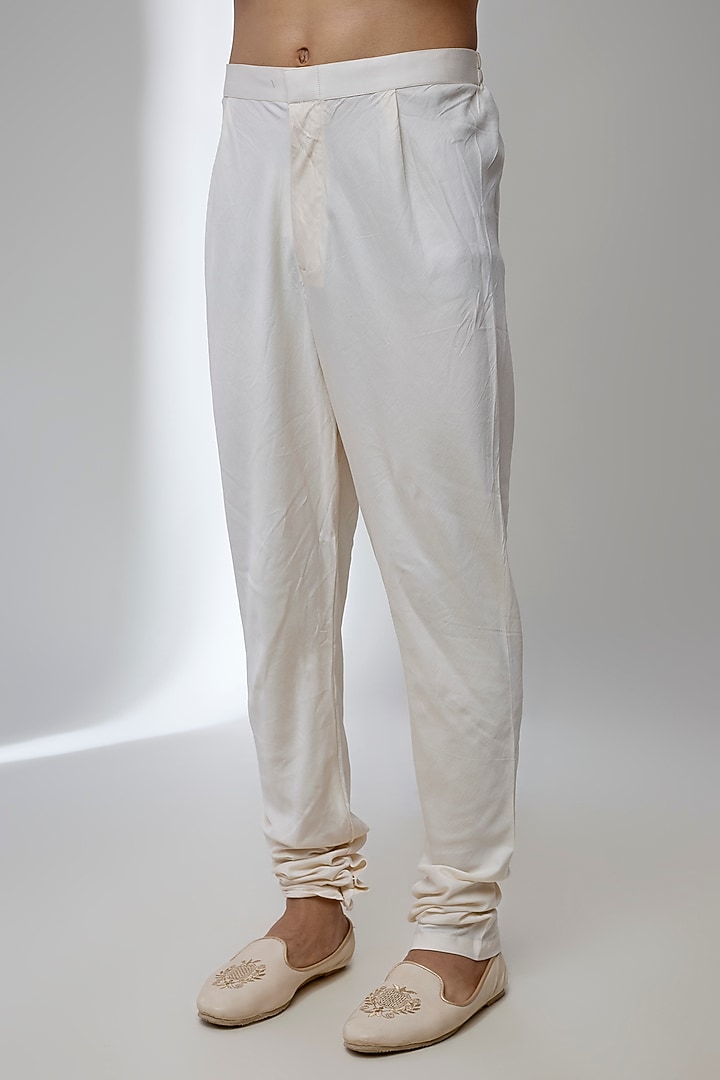 Ivory Silk Groom Sherwani Set by Sarab Khanijou at Pernia's Pop Up Shop