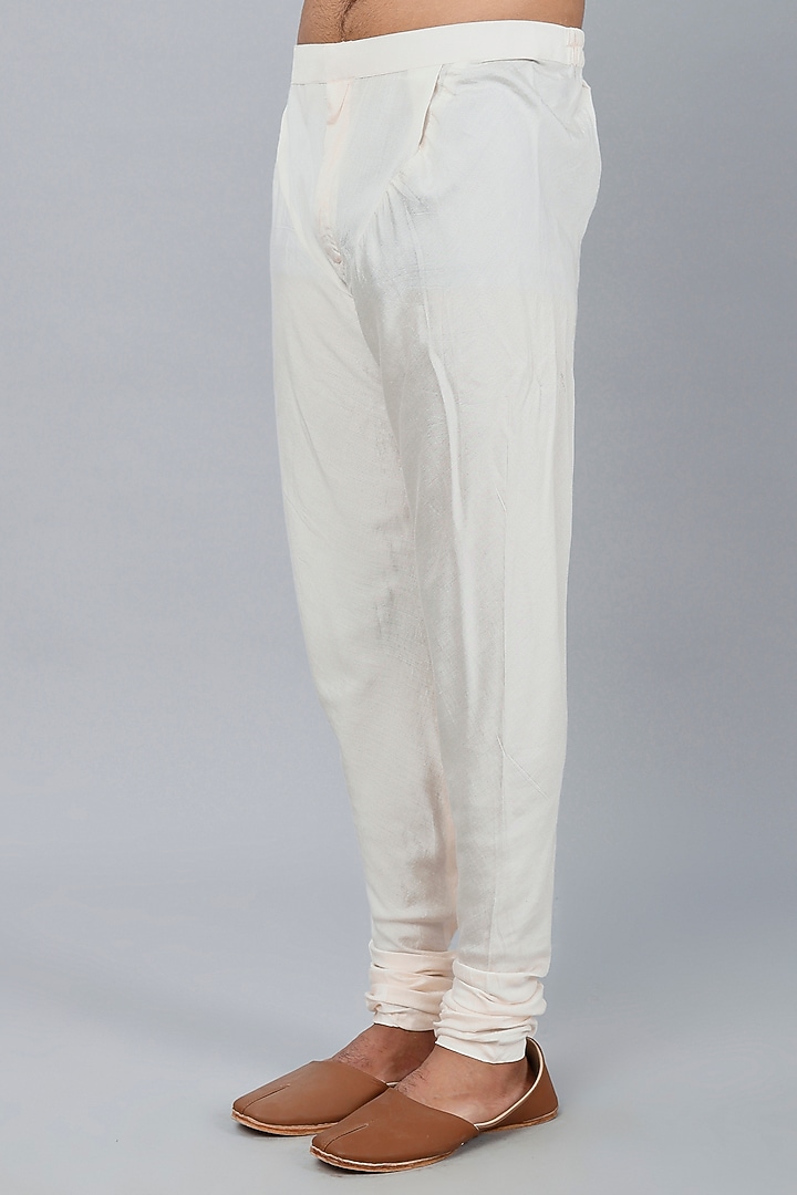Nude-Peach Raw Silk French-Knot Embroidered Groom Sherwani Set by Sarab Khanijou at Pernia's Pop Up Shop