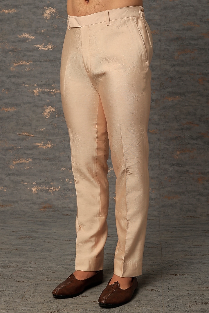 Blush Pink Bhagalpuri Silk Embroidered Groom Sherwani Set by Sarab Khanijou at Pernia's Pop Up Shop