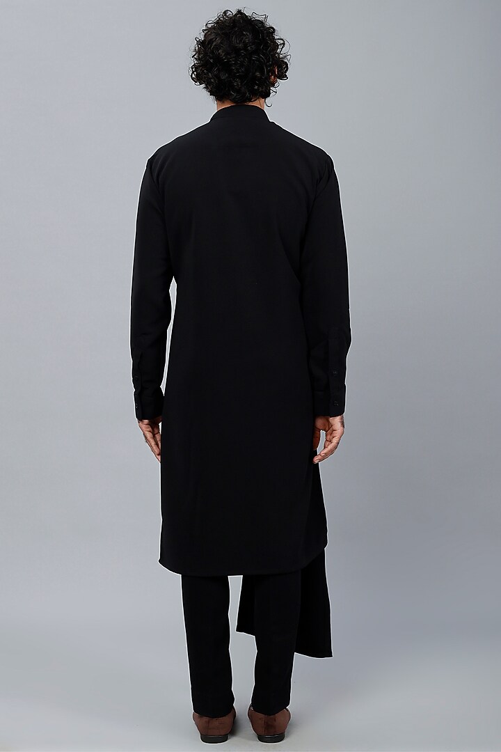 Black Sandwash Chainwork Kurta Set by Sarab Khanijou at Pernia's Pop Up Shop
