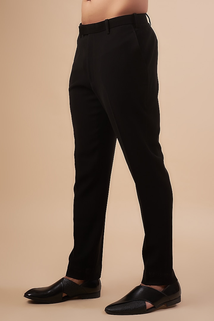Black Sandwash Embroidered Groom Indowestern Set by Sarab Khanijou at Pernia's Pop Up Shop