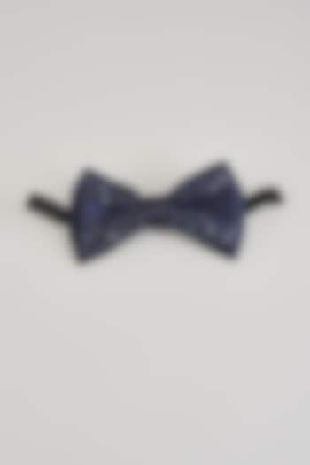 Midnight Blue Silk Embellished Bow-Tie by Sarab Khanijou