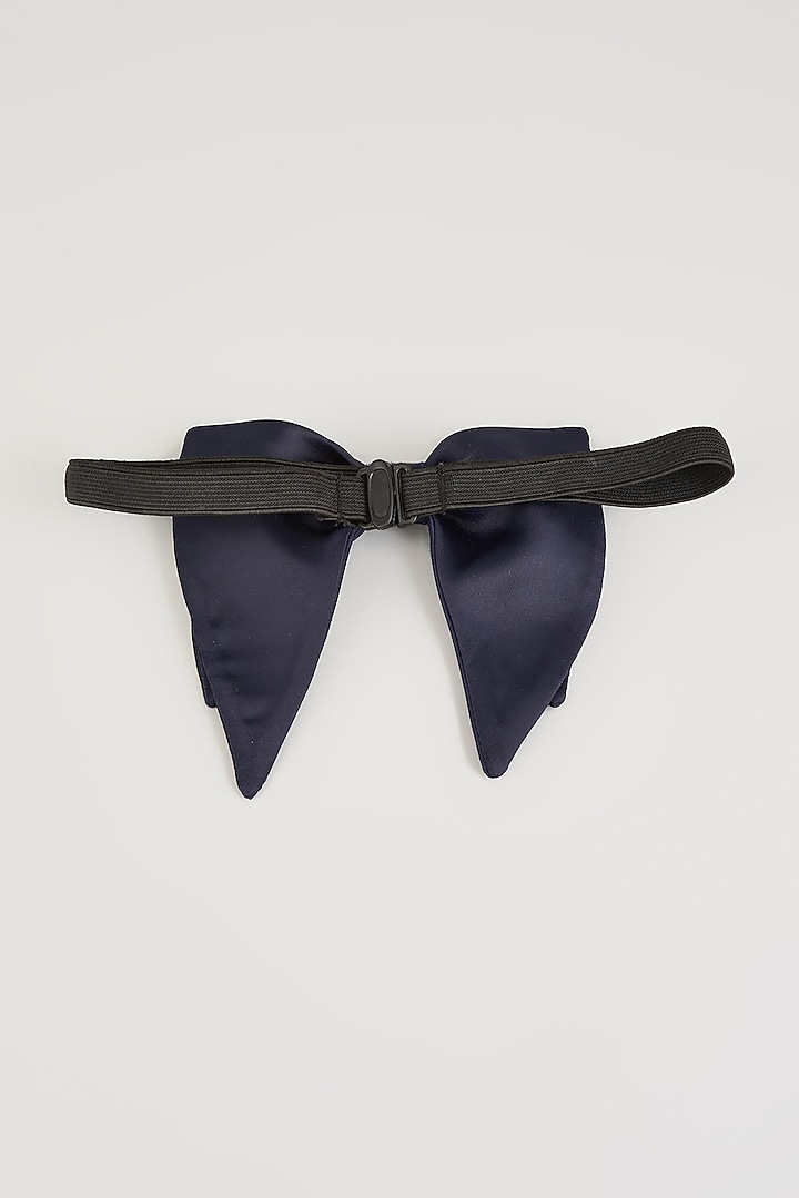 Midnight Blue Silk Embellished Layered Bow-Tie by Sarab Khanijou at Pernia's Pop Up Shop