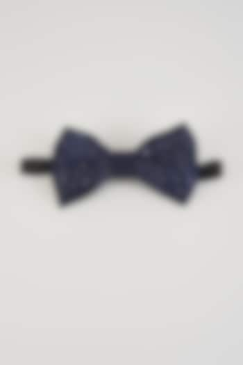 Midnight Blue Silk Embellished Bow-Tie by Sarab Khanijou