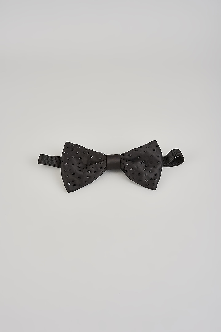 Black Silk Embellished Bow-Tie by Sarab Khanijou at Pernia's Pop Up Shop