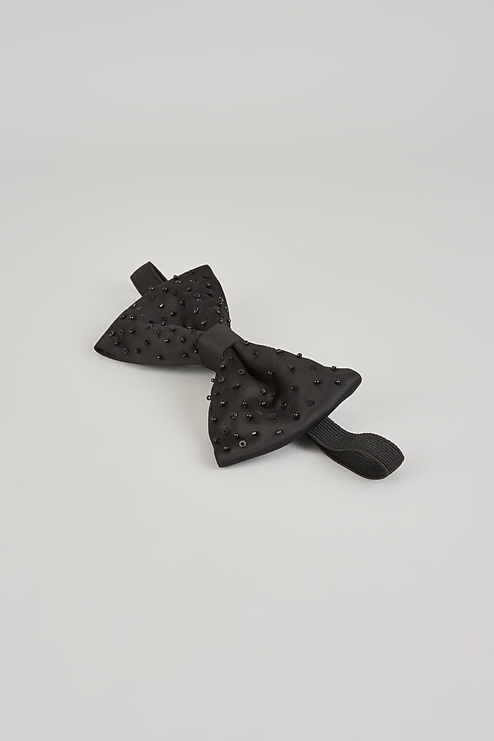 Black Silk Embellished Bow-Tie by Sarab Khanijou at Pernia's Pop Up Shop