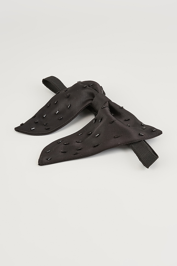 Black Silk Embellished Bow-Tie by Sarab Khanijou at Pernia's Pop Up Shop