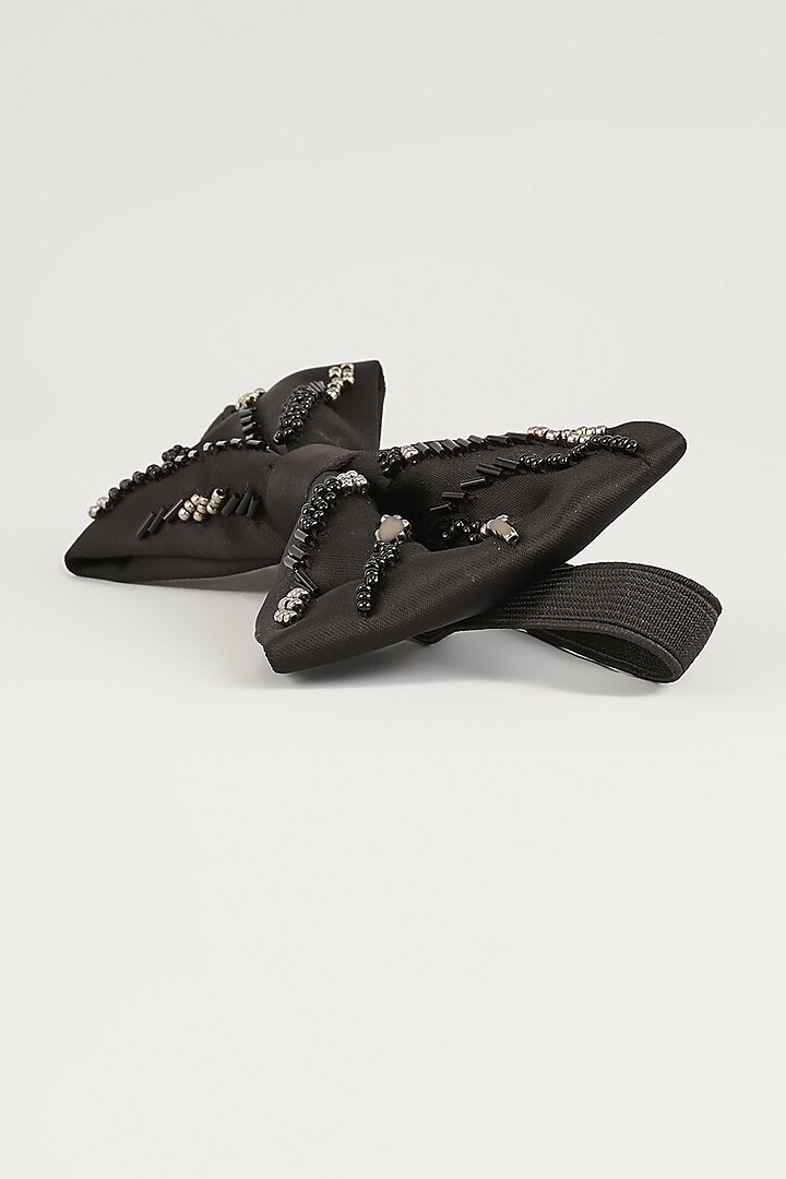 Black Silk Embellished Bow-Tie by Sarab Khanijou at Pernia's Pop Up Shop
