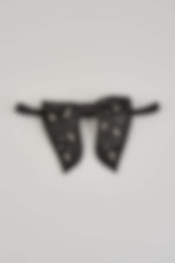 Black Silk Embellished Layered Bow-Tie by Sarab Khanijou