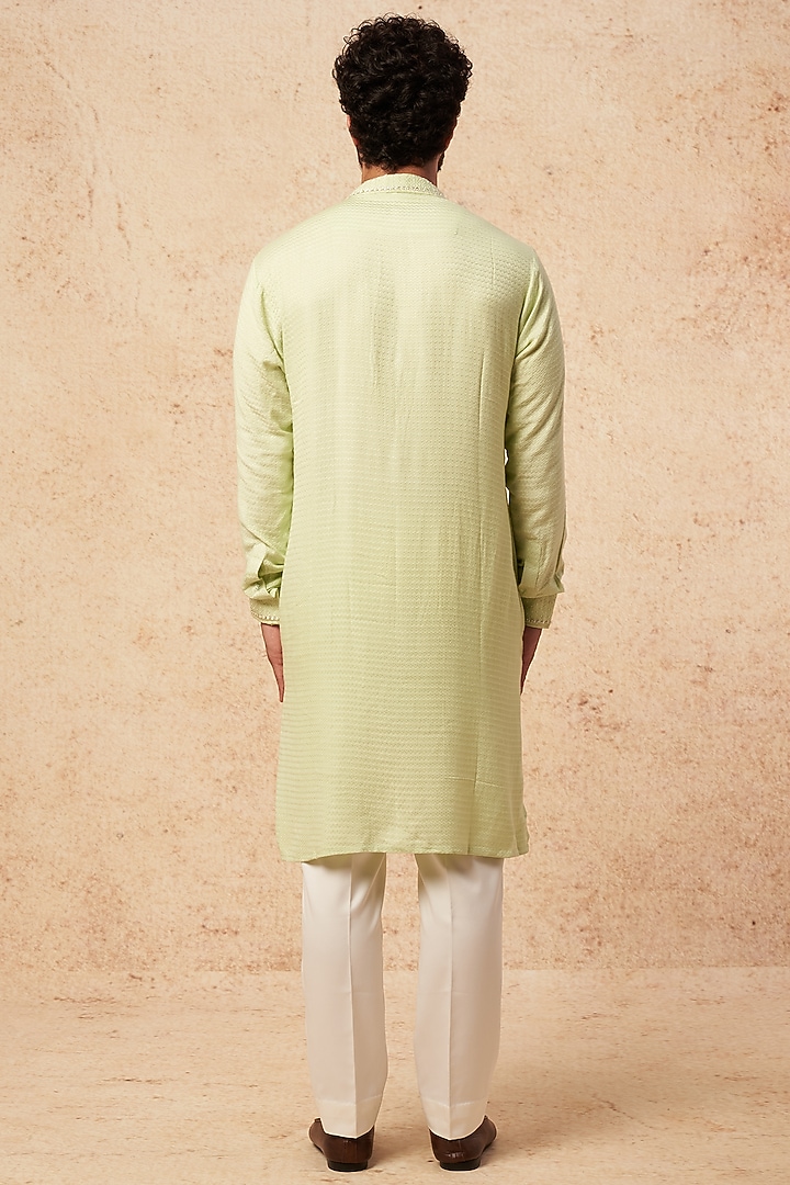 Pista Herringbone Pearl Embroidered Kurta Set by Sarab Khanijou at Pernia's Pop Up Shop