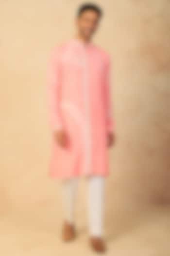 Pink Crepe Tie & Dye Kurta Set by Sarab Khanijou