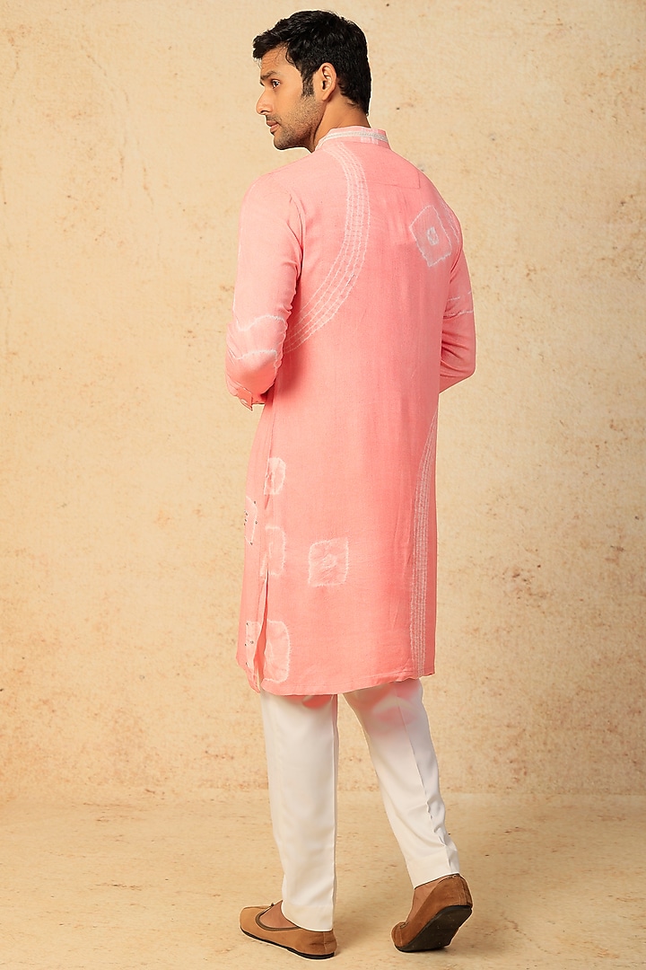 Pink Moss Crepe Crepe Tie & Dye Kurta Set by Sarab Khanijou at Pernia's Pop Up Shop