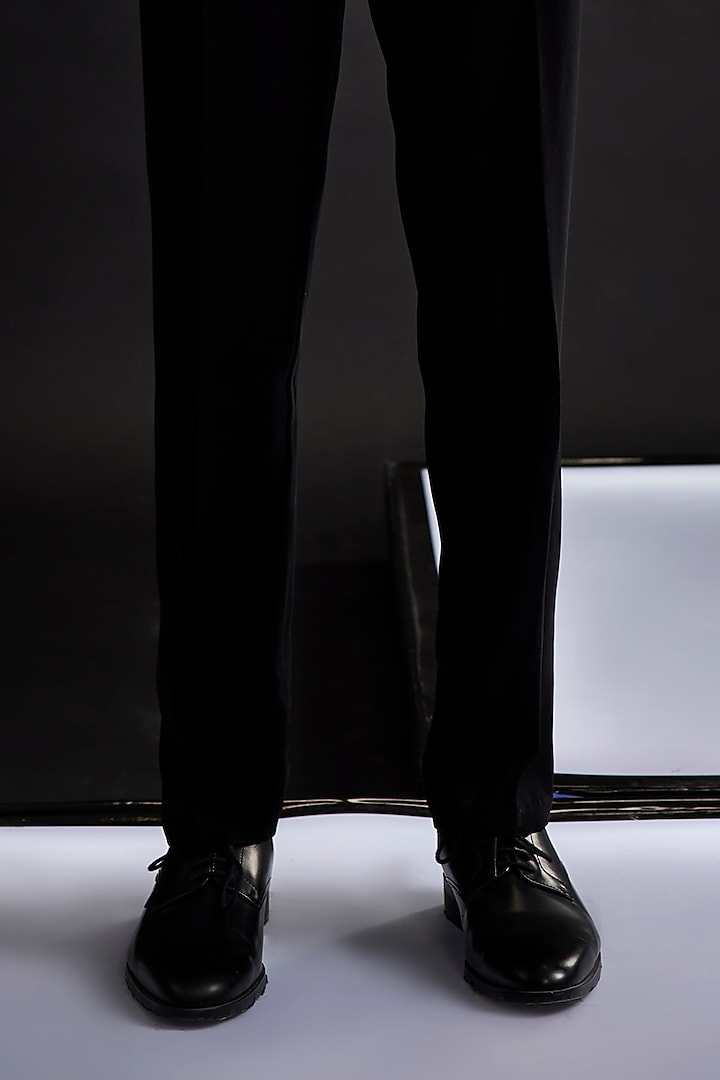 Black Velvet Placement Embroidered Tuxedo Set by Sarab Khanijou at Pernia's Pop Up Shop