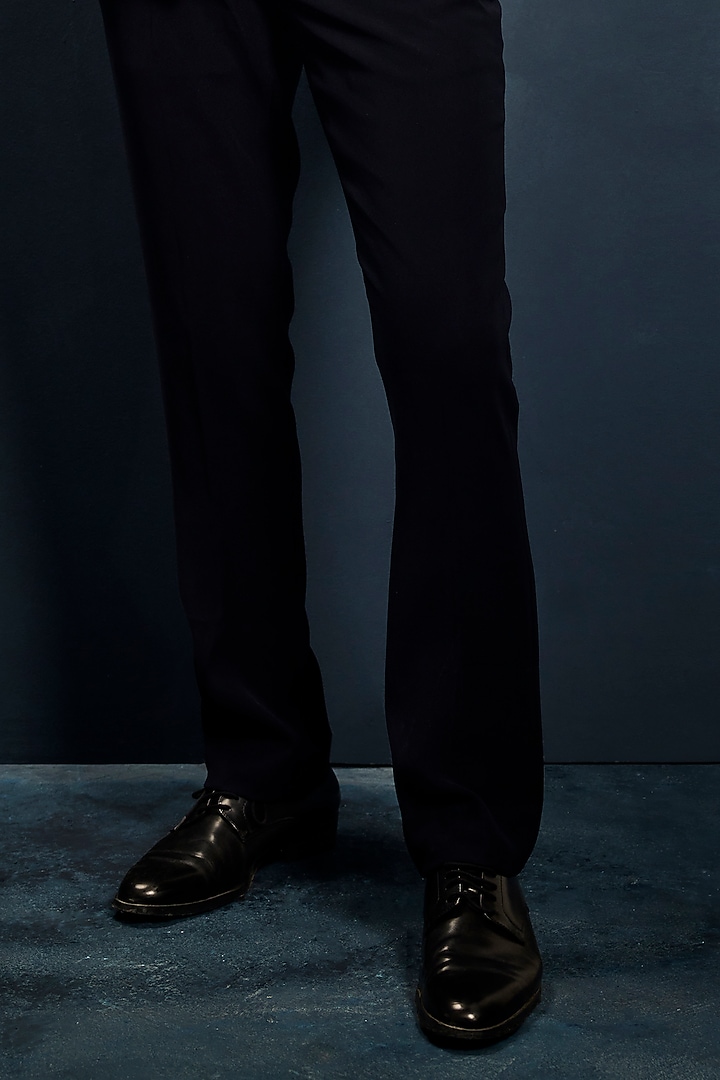 Navy Blue Velvet Sequins Embroidered Tuxedo Set by Sarab Khanijou at Pernia's Pop Up Shop