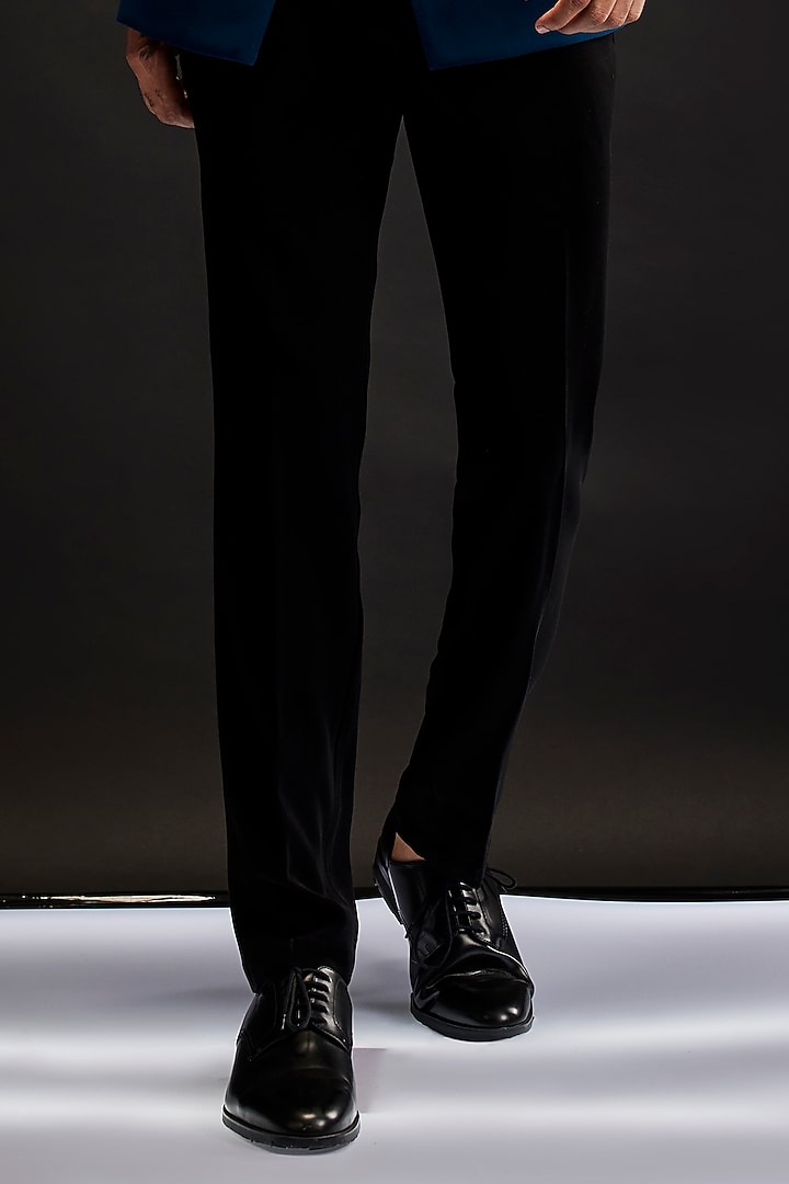 Teal Blue Sandwash Pearl & Sequins Embroidered Tuxedo Set by Sarab Khanijou at Pernia's Pop Up Shop