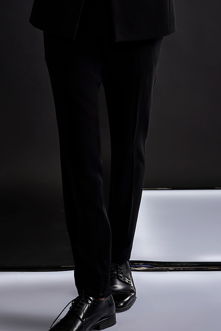 Black Sandwash Pearl Embroidered Tuxedo Set by Sarab Khanijou at Pernia's Pop Up Shop