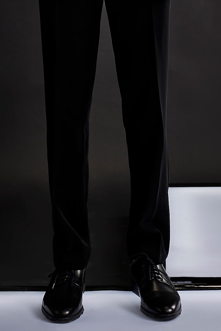 Black Velvet Embroidered Tuxedo Set by Sarab Khanijou at Pernia's Pop Up Shop
