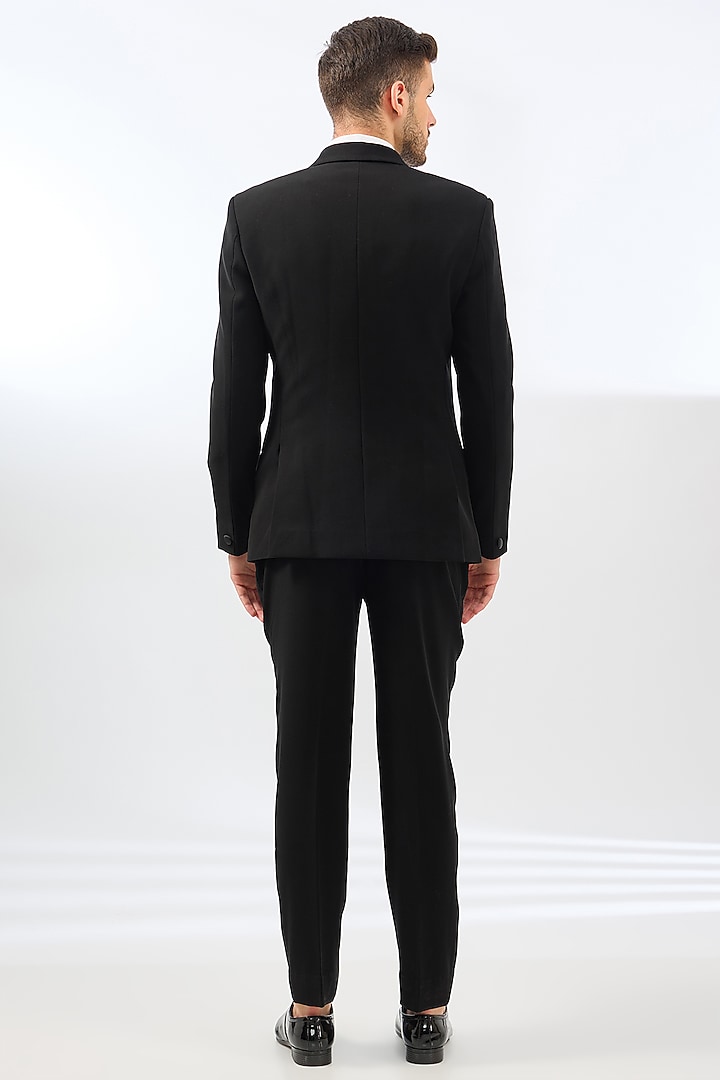 Black Suiting Embroidered Tuxedo Set by Sarab Khanijou at Pernia's Pop Up Shop
