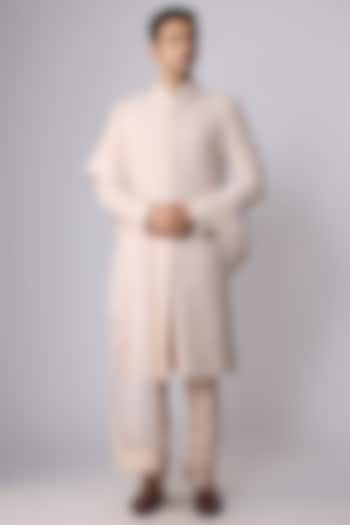 Dusty Rose Silk Groom Sherwani Set by Sarab Khanijou at Pernia's Pop Up Shop