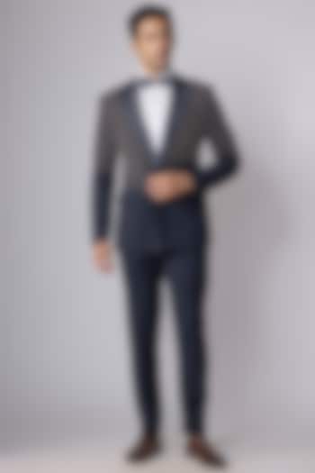 Navy Blue Suiting Tuxedo Set by Sarab Khanijou at Pernia's Pop Up Shop
