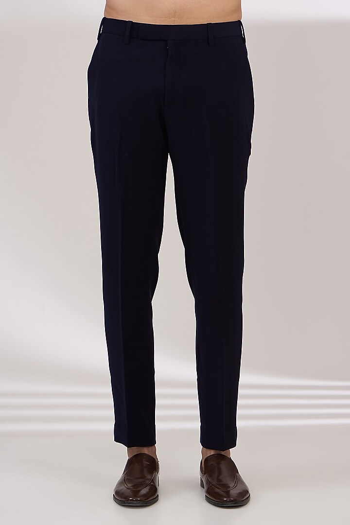 Navy Sandwash Cutdana Embroidered Pintuck Kurta Set by Sarab Khanijou at Pernia's Pop Up Shop