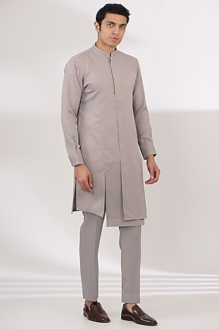 Lavender Moss Pintuck Kurta Set by Sarab Khanijou