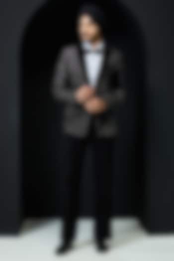 Black Velvet Pearl Embroidered Tuxedo Set by Sarab Khanijou at Pernia's Pop Up Shop