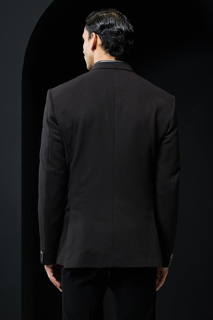 Black Suiting Fabric Wedding Bandhgala Set by Sarab Khanijou at Pernia's Pop Up Shop
