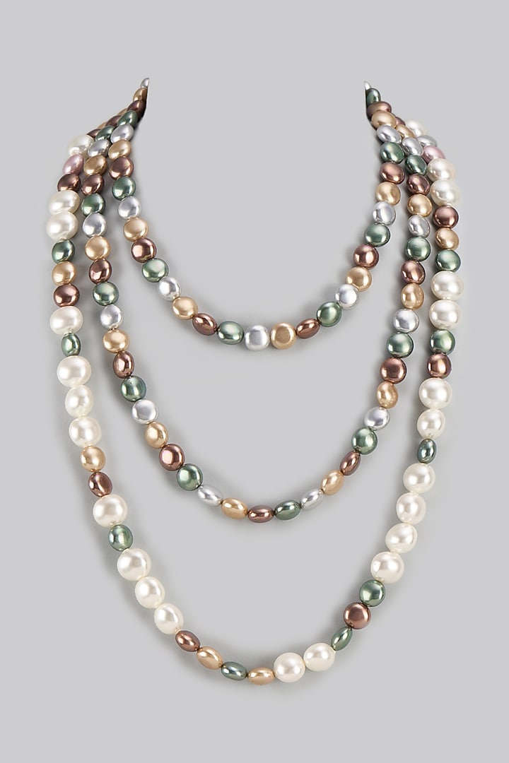 Multi-Colored Shell Pearl Layered Necklace by Jovi Jewels at Pernia's Pop Up Shop