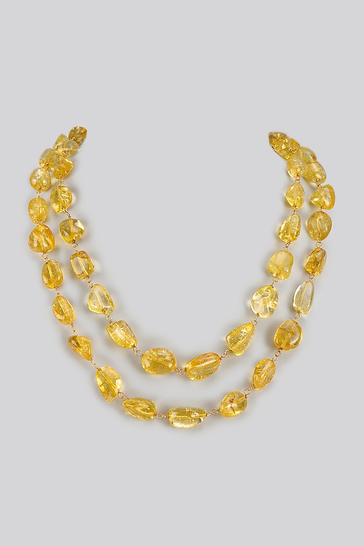 Gold Finish Yellow Beads Layered Necklace by Jovi Jewels at Pernia's Pop Up Shop