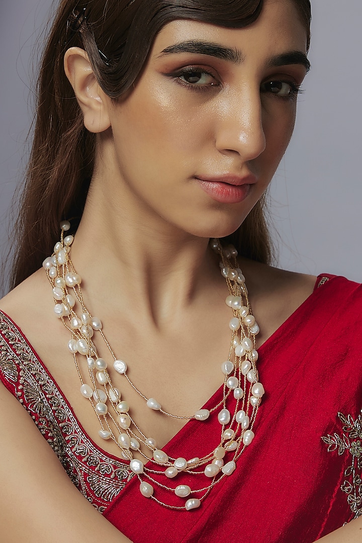 Multi-Colored Freshwater Pearl Long Layered Necklace by Jovi Jewels