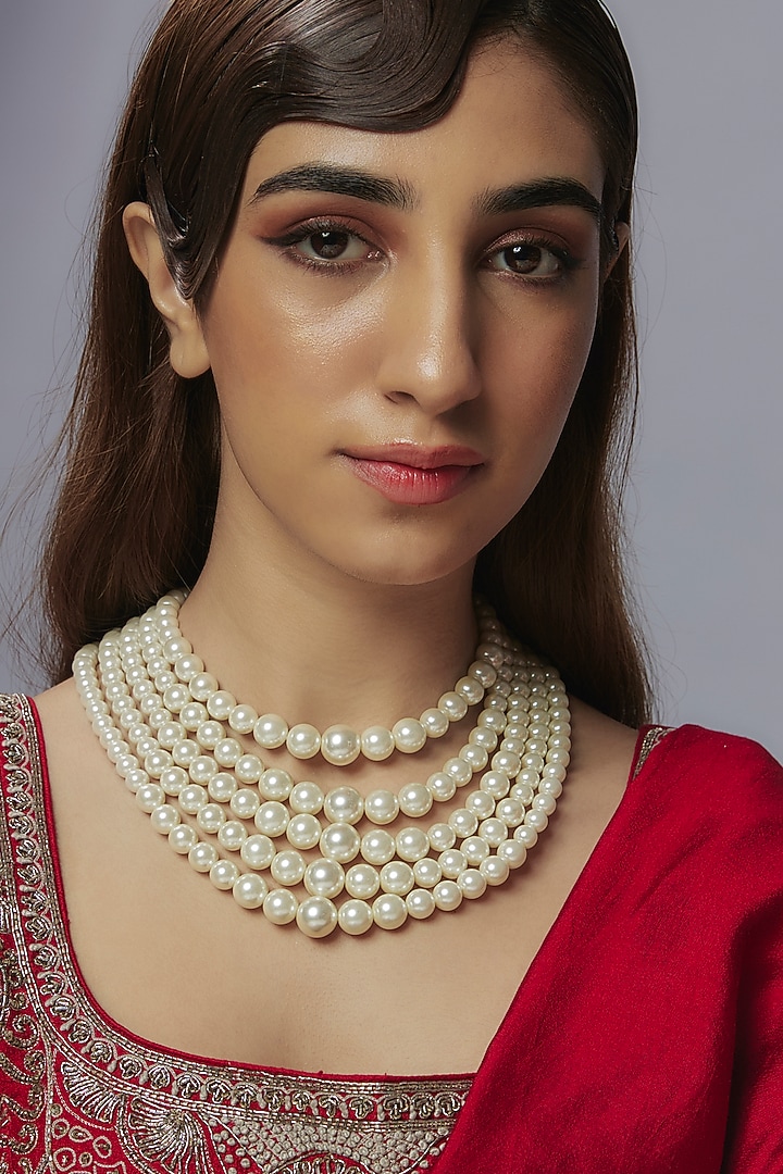 White Pearl Layered Necklace by Jovi Jewels at Pernia's Pop Up Shop