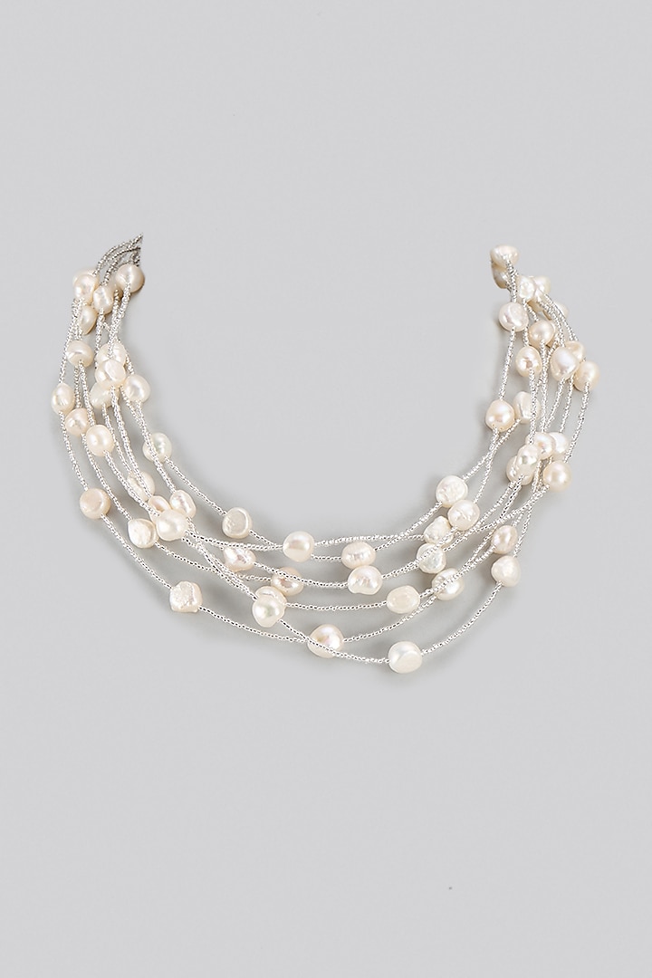 White Freshwater Pearl Layered Necklace by Jovi Jewels at Pernia's Pop Up Shop