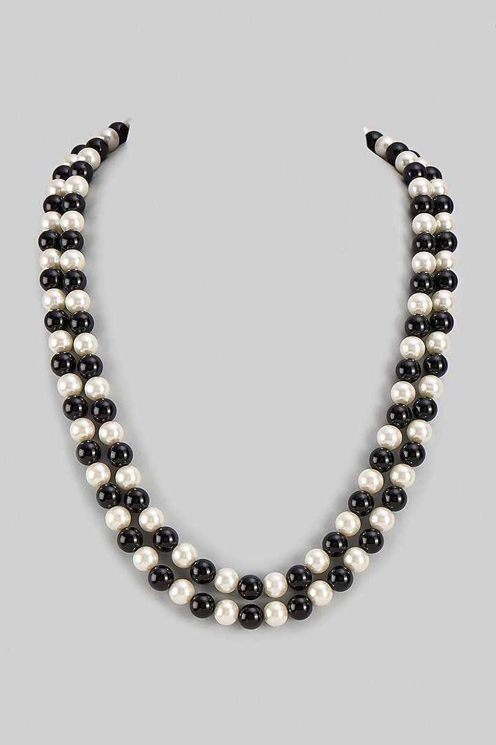 Multi-Colored Black Onyx & Shell Pearl Layered Necklace by Jovi Jewels