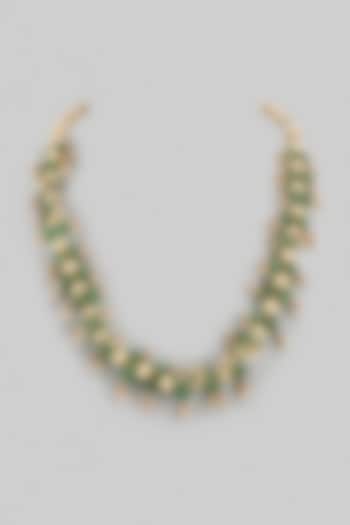 Gold Finish Quartz & Pearl Long Necklace by Jovi Jewels