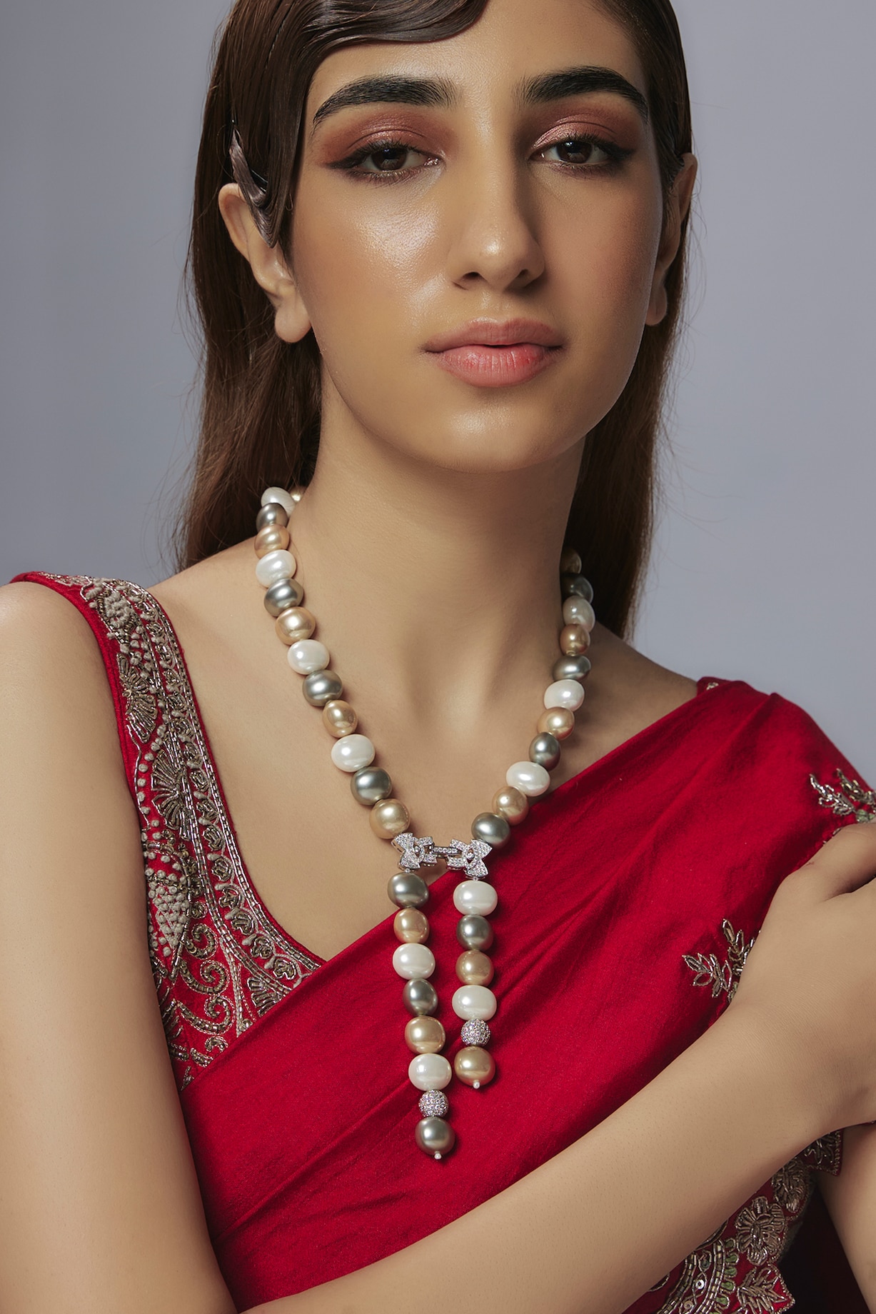 White Finish Shell Pearl Crystal Swarovski Necklace by Jovi Jewels at  Pernia's Pop Up Shop